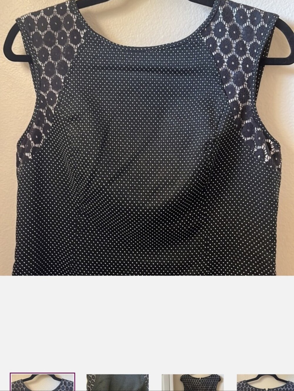 Ann Taylor Black Polka Dot and Lace Sheath Dress